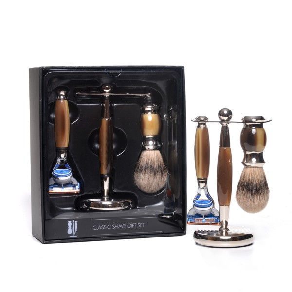 brown-3pc-shaving-set-faux-horn-silvertip-shaving-brush-fusion-razor-stand